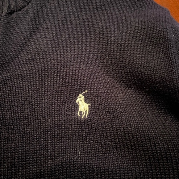 Polo Ralph Lauren Navy Blue Ribbed Collar Button up Sweater Sz L Men - Picture 5 of 7